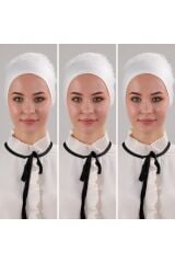 Kadın Tesettür 3'lü Fırfırlı Dikişli Bone