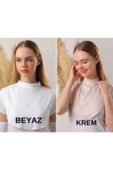 Kadın Tesettür Beyaz Krem 2 Adet Boyunluk