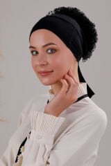 Kadın Tesettür Silikonlu Kaymaz Fırfırlı Dolgulu Topuz Bone