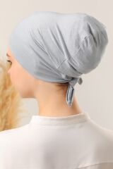 Bağlamalı Dikişsiz Çapraz Bone Açık Gri - Standart