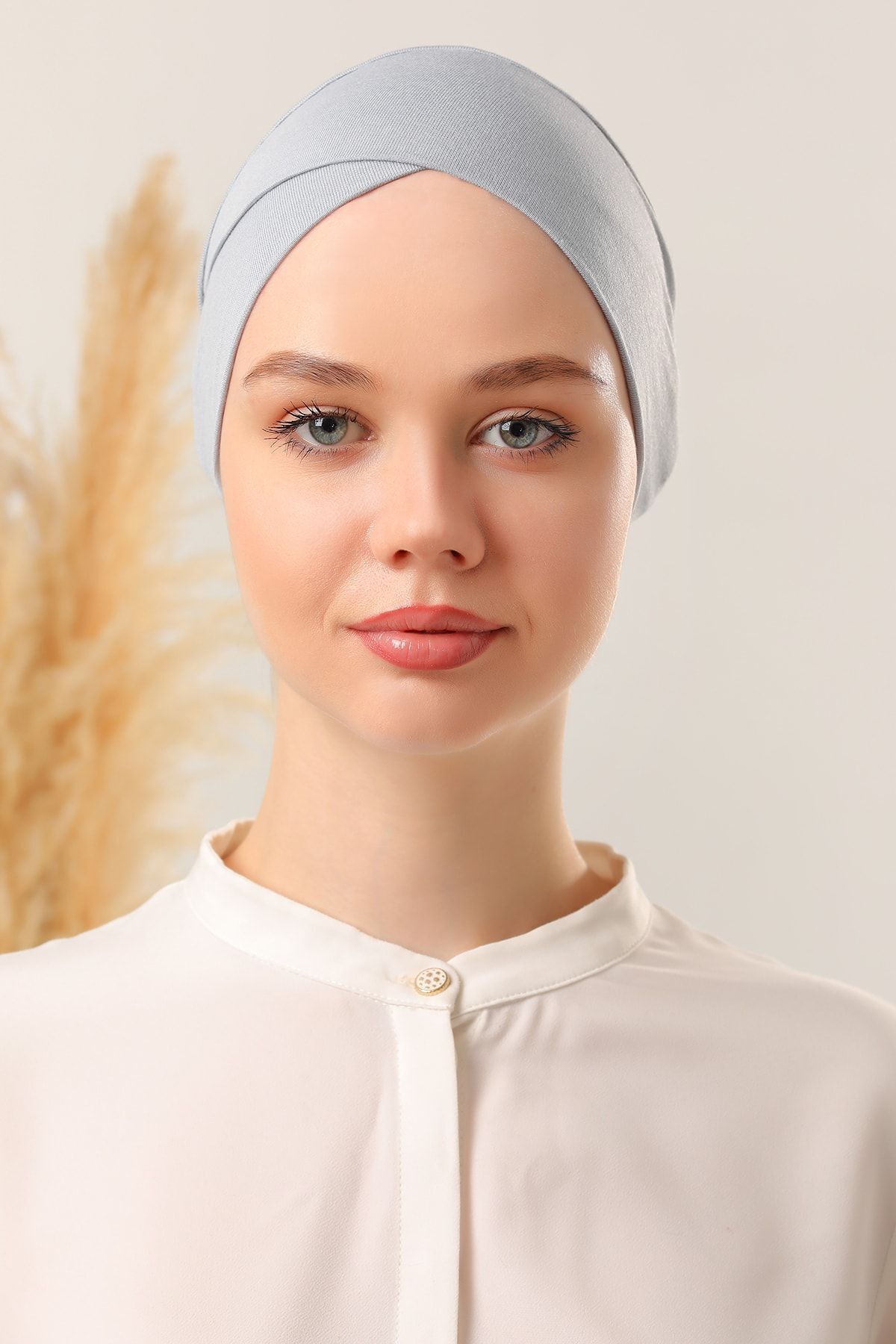 Bağlamalı Dikişsiz Çapraz Bone Açık Gri - Standart