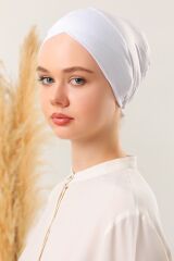 Bağlamalı Dikişsiz Çapraz Bone Beyaz - Standart