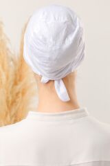 Bağlamalı Dikişsiz Çapraz Bone Beyaz - Standart