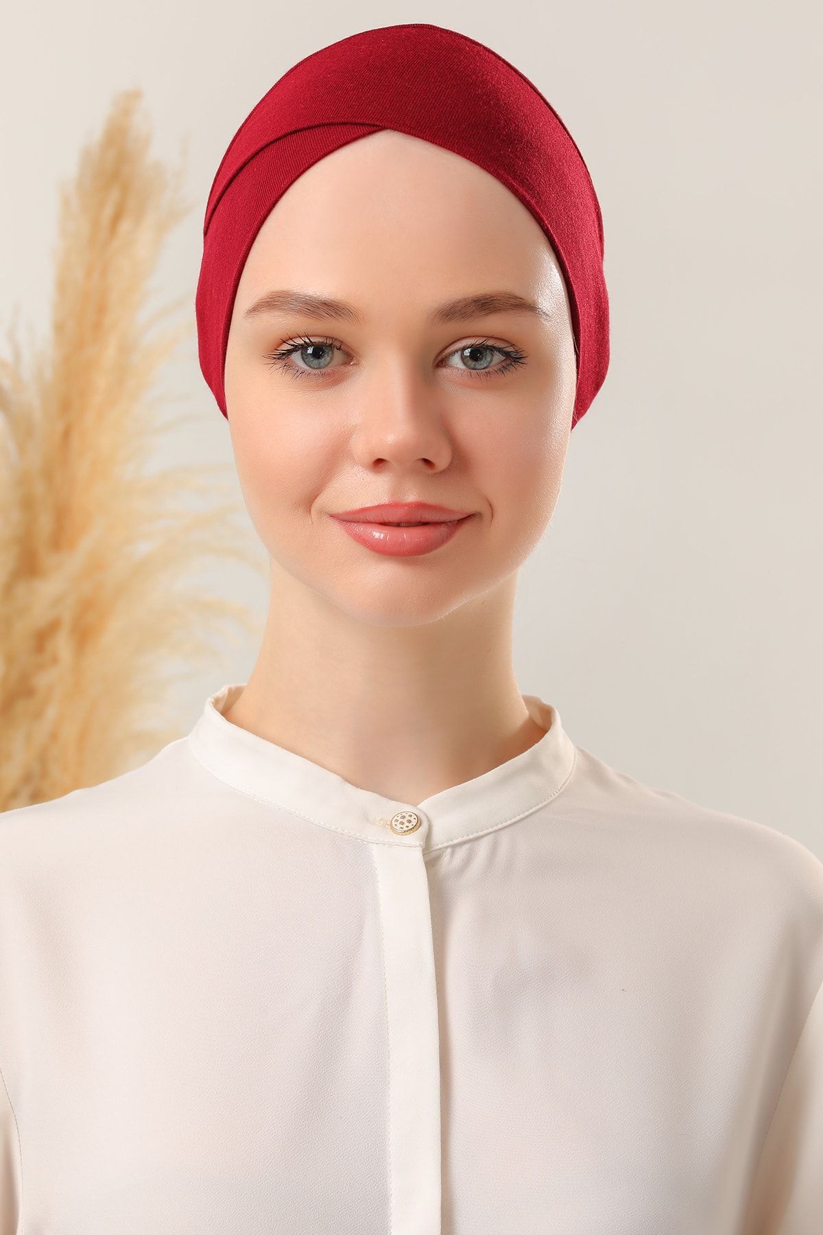 Bağlamalı Dikişsiz Çapraz Bone Bordo - Standart