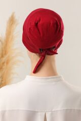 Bağlamalı Dikişsiz Çapraz Bone Bordo - Standart