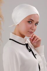 Bağlamalı Dikişsiz Çapraz Bone Ekru - Standart