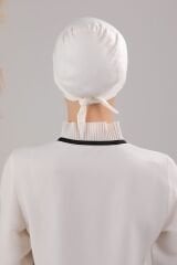 Bağlamalı Dikişsiz Çapraz Bone Ekru - Standart