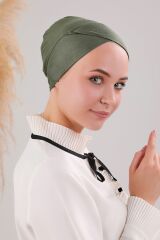 Bağlamalı Dikişsiz Çapraz Bone Haki - Standart