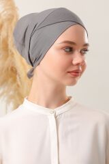 Bağlamalı Dikişsiz Çapraz Bone Koyu Gri - Standart