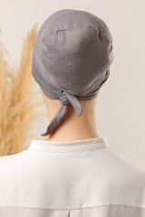 Bağlamalı Dikişsiz Çapraz Bone Koyu Gri - Standart