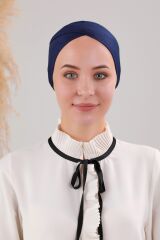 Bağlamalı Dikişsiz Çapraz Bone Lacivert - Standart