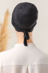 Bağlamalı Dikişsiz Çapraz Bone Siyah - Standart