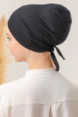 Bağlamalı Dikişsiz Çapraz Bone Siyah - Standart