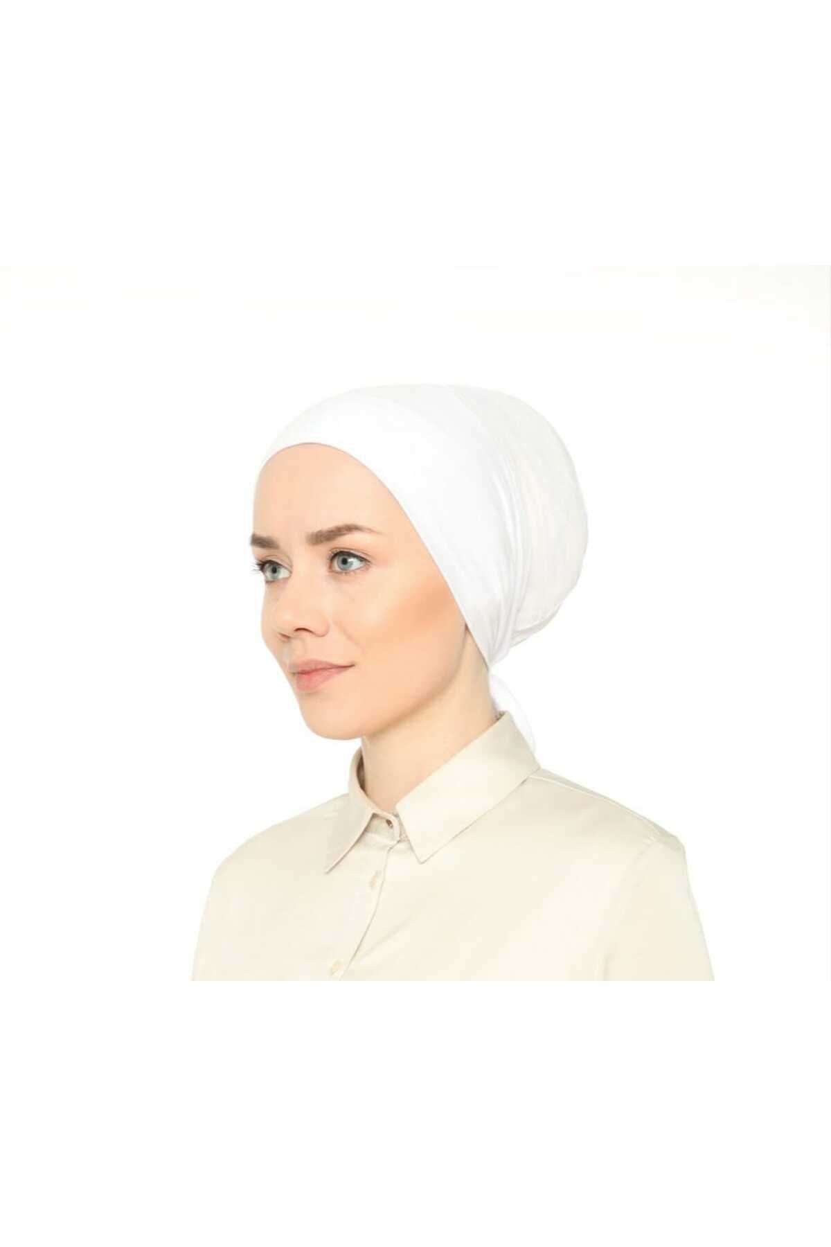 Fileli Dikişsiz Bone Beyaz - Standart