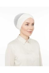 Fileli Dikişsiz Çapraz Bone Beyaz - Standart