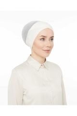 Fileli Dikişsiz Çapraz Bone Ekru - Standart