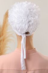 Kadın Tesettür 10'lu Fırfırlı Dikişli Bone Beyaz - Standart