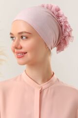 Kadın Tesettür 10'lu Fırfırlı Dikişli Bone Pudra - Standart