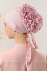 Kadın Tesettür 10'lu Fırfırlı Dikişli Bone Pudra - Standart