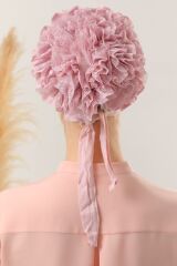 Kadın Tesettür 10'lu Fırfırlı Dikişli Bone Pudra - Standart