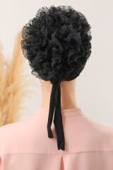 Kadın Tesettür 10'lu Fırfırlı Dikişli Bone Siyah - Standart