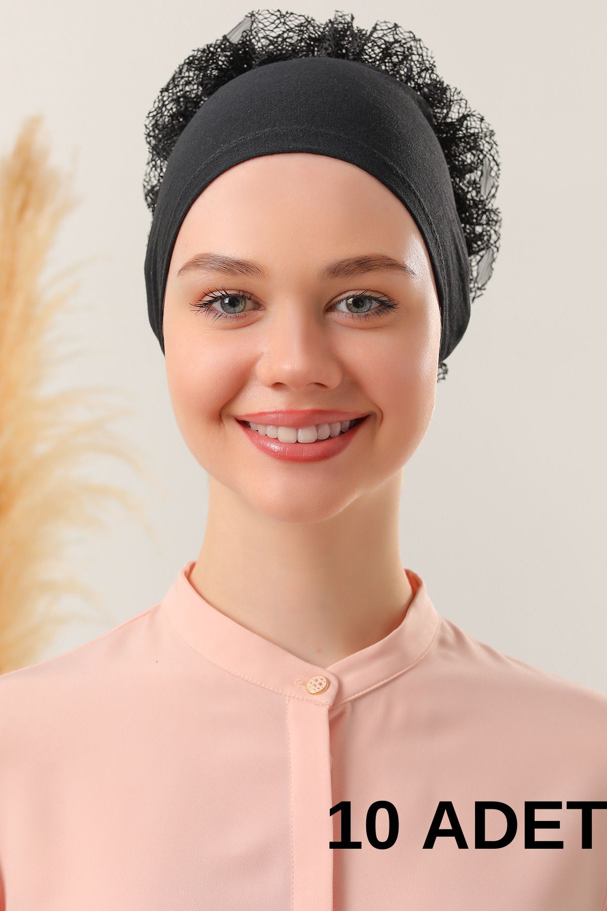 Kadın Tesettür 10'lu Fırfırlı Dikişli Bone Siyah - Standart