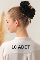 Kadın Tesettür 10'lu Slim Topuz Tokası Eşarp Tokası Arapsaçı Eşarp Topuzu Beya - Siyah - Standart