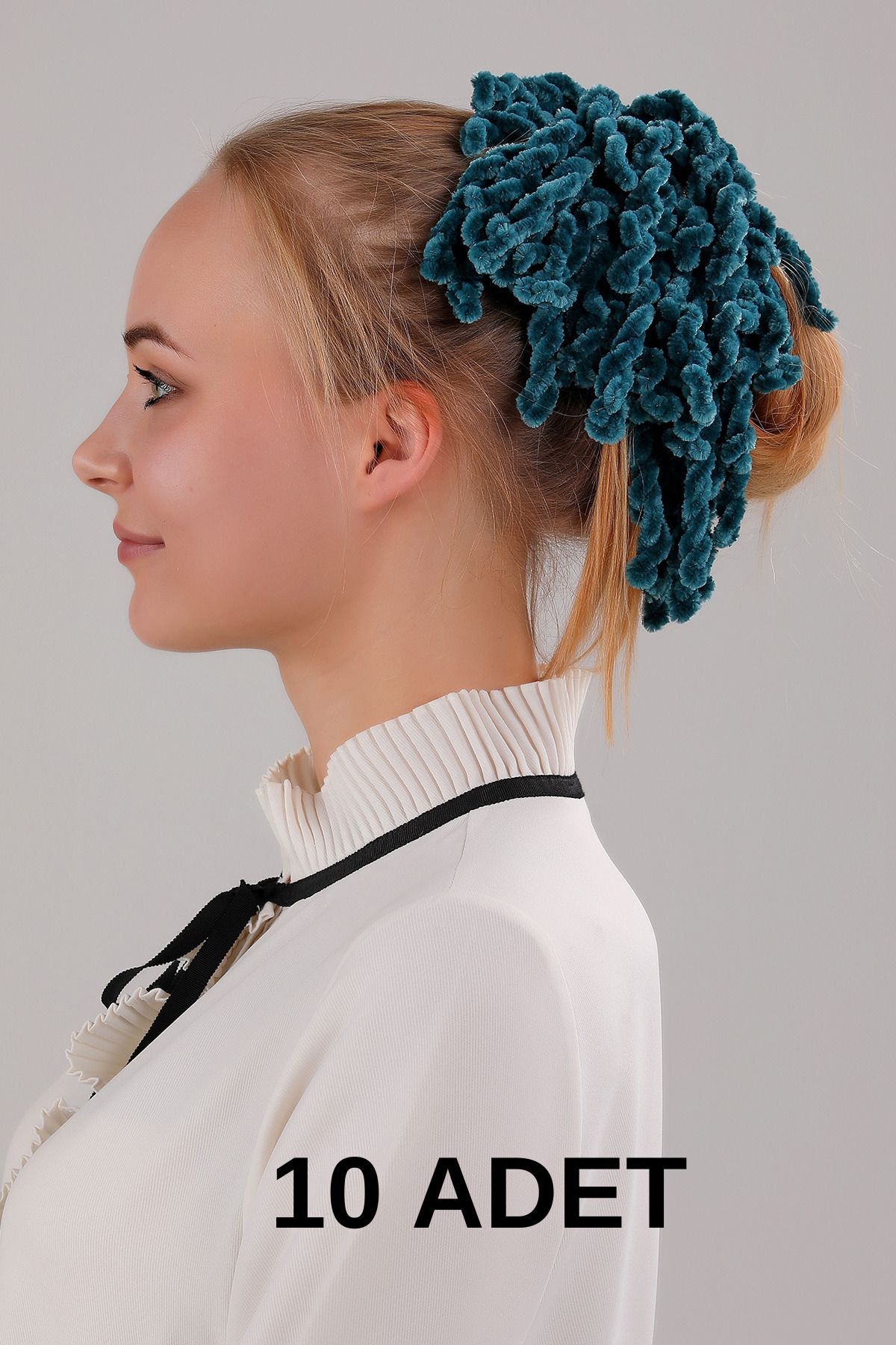 Kadın Tesettür 10'lu Slim Topuz Tokası Eşarp Tokası Arapsaçı Eşarp Topuzu Beya - Zümrüt Yeşili - Standart