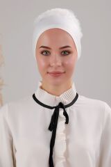 Kadın Tesettür 3'lü Fırfırlı Dikişli Bone Ekru - Standart