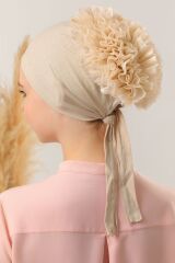 Kadın Tesettür 5'li Fırfırlı Dikişli Bone Bej - Standart