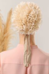 Kadın Tesettür 5'li Fırfırlı Dikişli Bone Bej - Standart