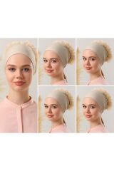 Kadın Tesettür 5'li Fırfırlı Dikişli Bone Bej - Standart