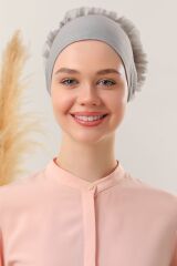 Kadın Tesettür 5'li Fırfırlı Dikişli Bone Gri - Standart