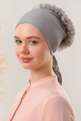 Kadın Tesettür 5'li Fırfırlı Dikişli Bone Gri - Standart