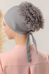 Kadın Tesettür 5'li Fırfırlı Dikişli Bone Gri - Standart