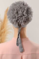 Kadın Tesettür 5'li Fırfırlı Dikişli Bone Gri - Standart