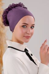 Kadın Tesettür 5'li Fırfırlı Dikişli Bone Mor - Standart