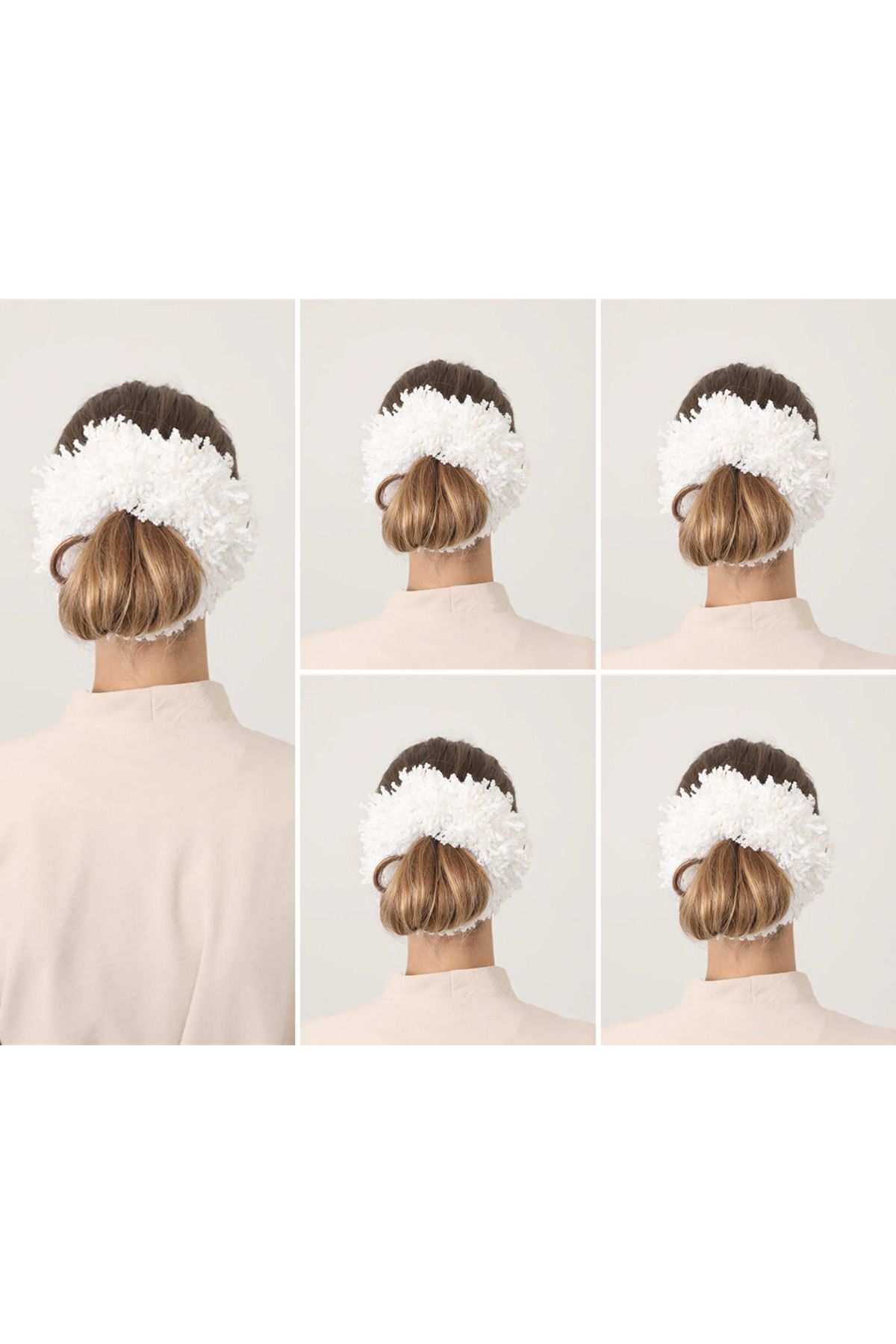 Kadın Tesettür 5'li Slim Topuz Tokası Eşarp Tokası Arapsaçı Eşarp Topuzu - Beyaz - Standart