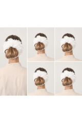 Kadın Tesettür 5'li Slim Topuz Tokası Eşarp Tokası Arapsaçı Eşarp Topuzu - Beyaz - Standart