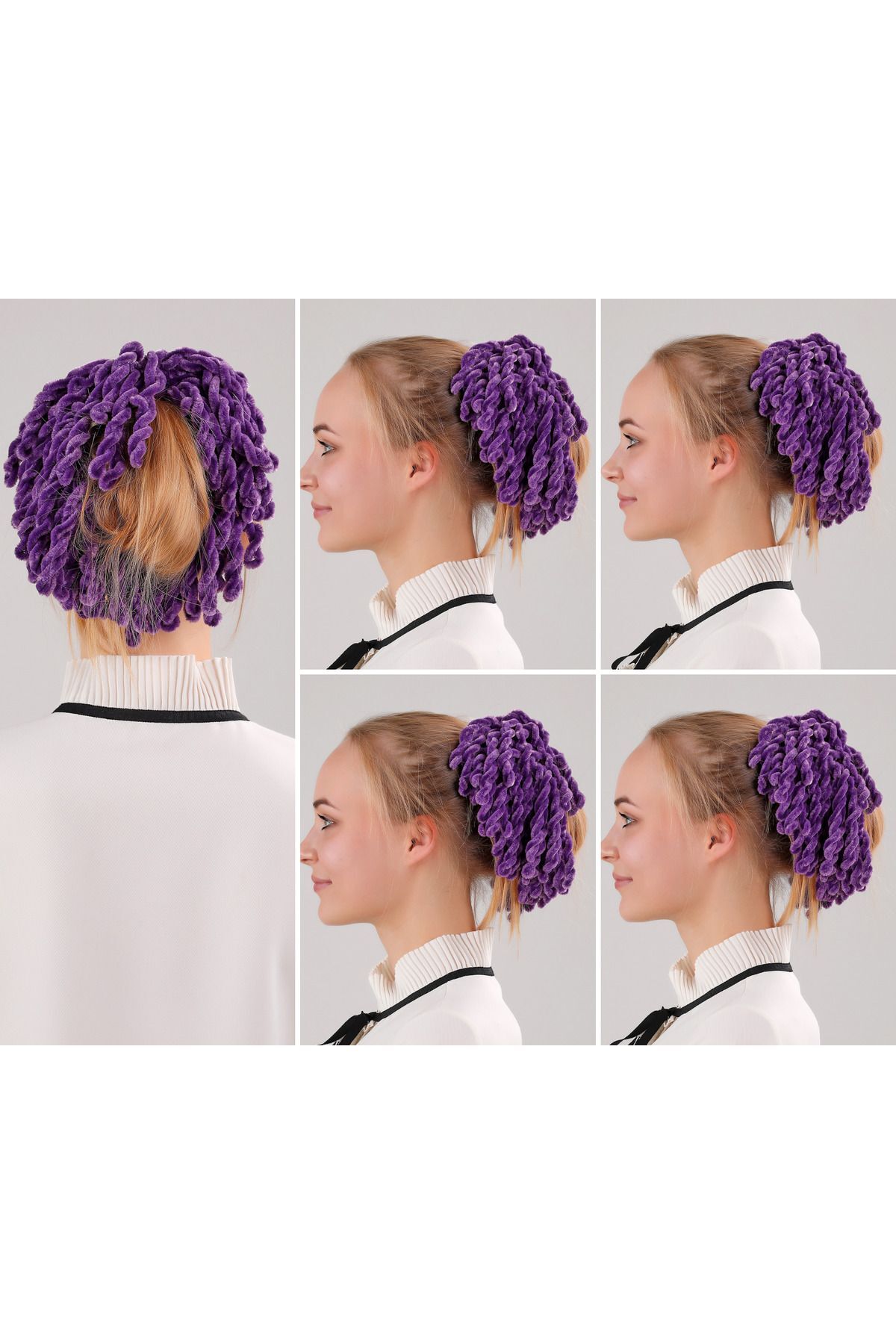 Kadın Tesettür 5'li Slim Topuz Tokası Eşarp Tokası Arapsaçı Eşarp Topuzu - Mor - Standart