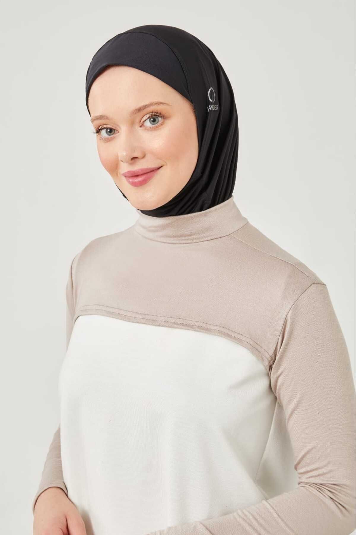 Kadın Tesettür Balıkçı Dik Yaka Boyunluklu Kolluk Taş Rengi - Tek Ebat