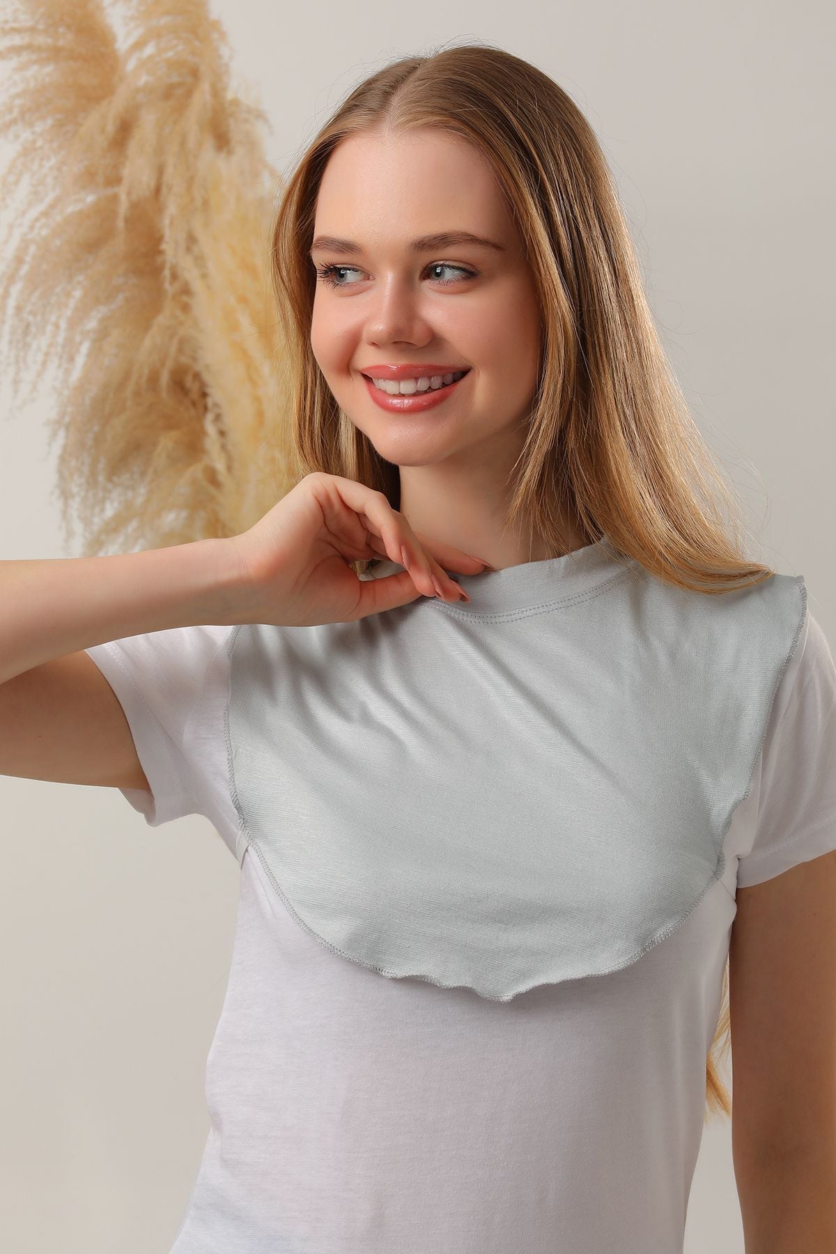 Kadın Tesettür Boyunluk Açık Gri