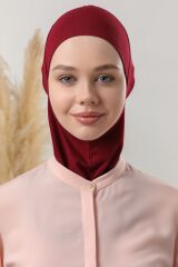 Kadın Tesettür Boyunluklu Hijab Spor Bone  - Bordo - Standart