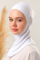 Kadın Tesettür Boyunluklu Hijab Spor Bone  - Ekru - Standart