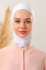 Kadın Tesettür Boyunluklu Hijab Spor Bone  - Ekru - Standart