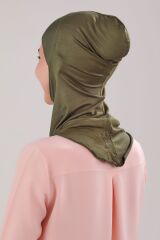 Kadın Tesettür Boyunluklu Hijab Spor Bone  - Haki - Standart