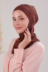 Kadın Tesettür Boyunluklu Hijab Spor Bone  - Kahverengi - Standart