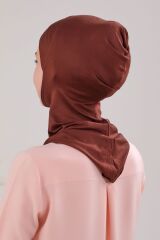 Kadın Tesettür Boyunluklu Hijab Spor Bone  - Kahverengi - Standart