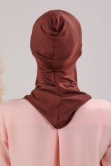 Kadın Tesettür Boyunluklu Hijab Spor Bone  - Kahverengi - Standart