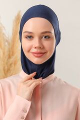 Kadın Tesettür Boyunluklu Hijab Spor Bone  - Lacivert - Standart